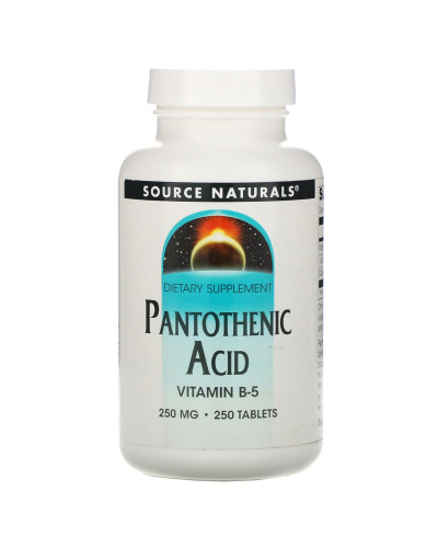 Source Naturals, Пантотенова кислота, вітамін В-5, 250 мг, 250 таблеток