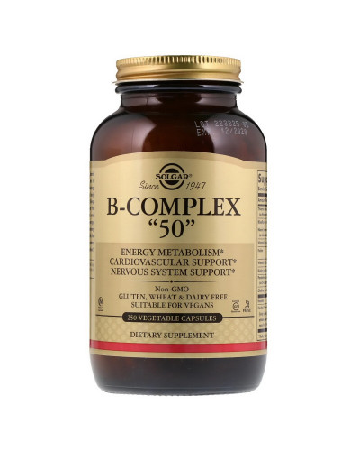 Витаминный B-Комплекс, B-Complex "50", Solgar, 250 Капсул
