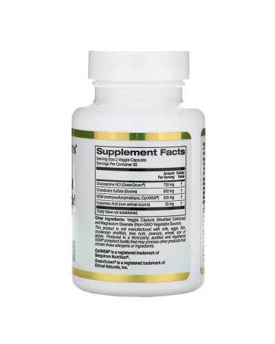 Глюкозамін, хондроїтин, МСМ з гіалуроновою кислотою, California Gold Nutrition, 60 рослинних капсул