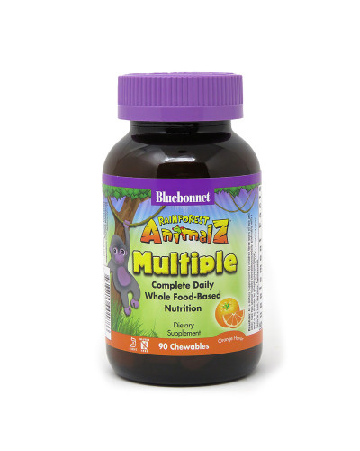 Мультивитамины для Детей, Вкус Апельсина, Rainforest Animalz, Bluebonnet Nutrition, 90 жевательных конфет