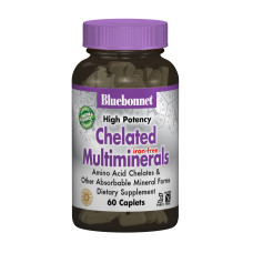 Хелатные Мультиминералы без Железа, Albion, Bluebonnet Nutrition, 60 капсул