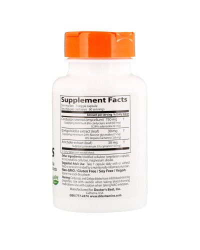 Кордіцепс, Ultra Cordyceps Plus, Doctor's Best, 60 капсул