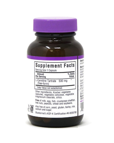 L-Карнитин 500 мг, L-Carnitine, Bluebonnet Nutrition, 30 вегетарианских капсул L-Карнитин 500 мг, L-Carnitine, Bluebonnet Nutrition, 30 вегетарианских капсул