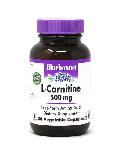 L-Карнитин 500 мг, L-Carnitine, Bluebonnet Nutrition, 30 вегетарианских капсул