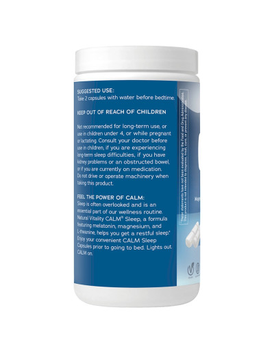 Спокойный сон с глицинатом магния и бергамотом, CALM, Sleep Magnesium Glycinate, Natural Vitality, 60 вегетарианских капсул Спокойный сон с глицинатом магния и бергамотом, CALM, Sleep Magnesium Glycinate, Natural Vitality, 60 вегетарианских капсул