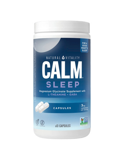 Спокойный сон с глицинатом магния и бергамотом, CALM, Sleep Magnesium Glycinate, Natural Vitality, 60 вегетарианских капсул