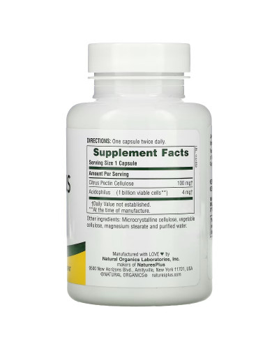 Ацидофільні бактерії з пектином, Acidophilus with Pectin, Natures Plus, 90 капсул