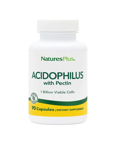 Ацидофільні бактерії з пектином, Acidophilus with Pectin, Natures Plus, 90 капсул