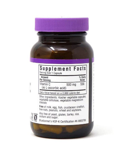 Вiтамiн С 500мг, Bluebonnet Nutrition, 90 вегетаріанських капсул Вiтамiн С 500мг, Bluebonnet Nutrition, 90 вегетаріанських капсул