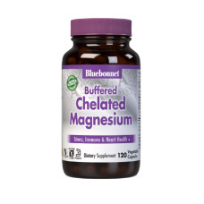 УЦЕНКА Хелатный Буферный Магний 200мг, Albion, Bluebonnet Nutrition, 120 вегетарианских капсул (трещина на крышке)