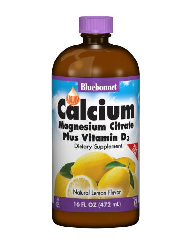 Рідкий Кальцій Цитрат Магнію + Вітамін D3, Смак Лимону, Bluebonnet Nutrition, 16 рiдких унцiй (472 мл)