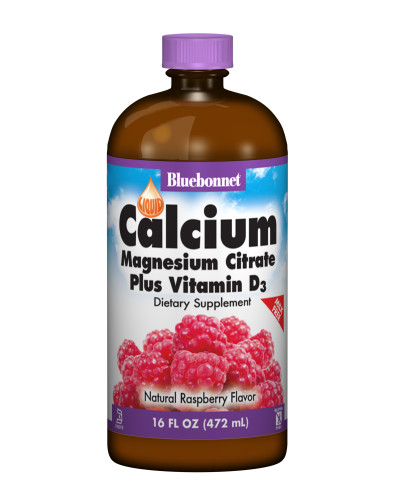 Рідкий Кальцій Цитрат Магнію + Вітамін D3, Смак Малини, Bluebonnet Nutrition, 16 рiдких унцiй (472 мл)