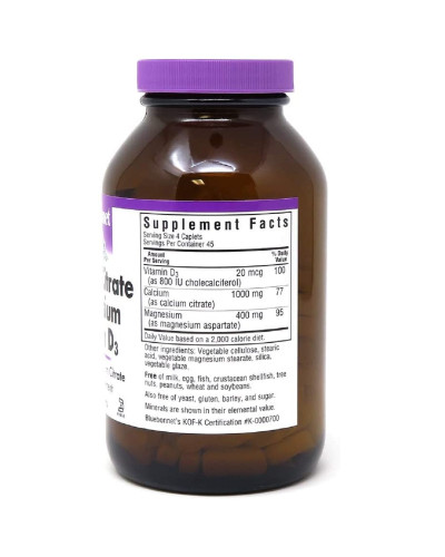 Цитрат Кальцію Магній + Вітамін D3, Bluebonnet Nutrition, 180 капсул