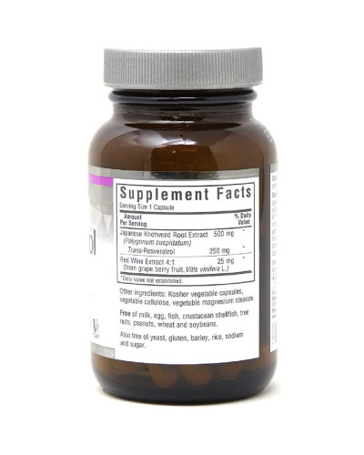 Ресвератрол 250 мг, Beautiful Ally, Bluebonnet Nutrition, Resveratrol 250 Мg, 60 рослинних капсул