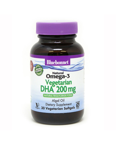 Вегетаріанська Омега-3 з Водоростей, DHA 200 mg, Bluebonnet Nutrition, 30 рослинних капсул