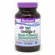 Омега-3 Формула для Мозга,  Bluebonnet Nutrition, Omega-3 Brain Formula, 60 желатиновых капсул
