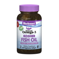 Натуральная Омега-3 из Кошерного Рыбьего Жира, Bluebonnet Nutrition, 60 желатиновых капсул