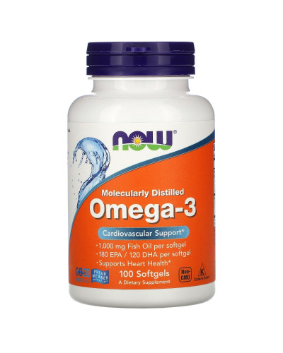 Омега-3 1000мг, Now Foods, 100 желатинових капсул