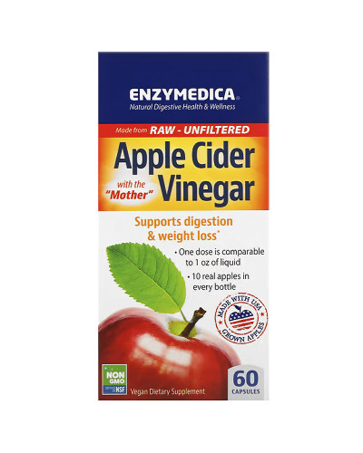 Яблучний оцет, Apple cider vinegar, Enzymedica, 60 вегетаріанських капсул