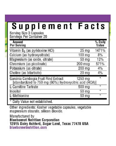 Гарциния, Формула управления Весом, Bluebonnet Nutrition, Skinny Garcinia, 60 вегетарианских капсул