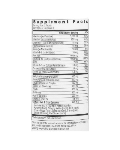Витамины для ногтей, волос и кожи, Nail, Hair & Skin Connection, Food-Based Formula, Rainbow Light, 60 таблеток