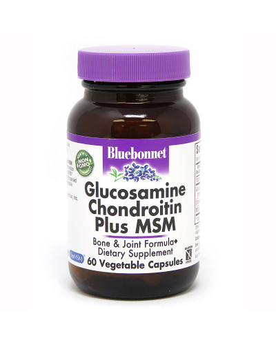Глюкозамін & Хондроитин & МСМ, Bluebonnet Nutrition, 60 рослинних капсул