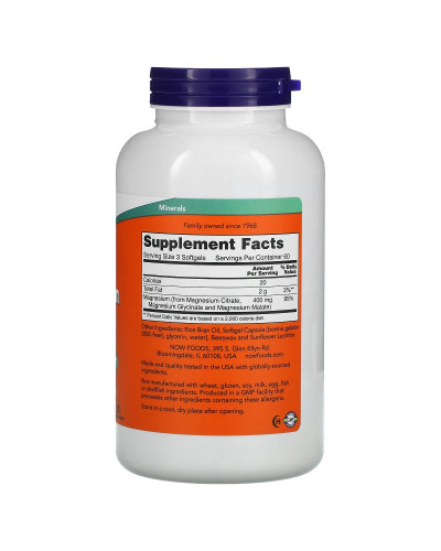 Магний Цитрат, Magnesium Citrate, Now Foods, 180 капсул