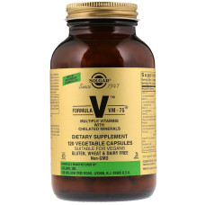 УЦЕНКА Мультивитамины и Хелатные Формы Минералов, Формула V, VM-75, Solgar, 120 капсул (крышка с перекосом)