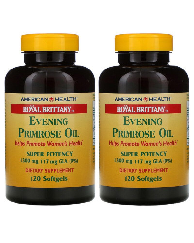 American Health, Royal Brittany, масло примулы вечерней (EPO), 1300 мг, 2 баночки по 120 капсул