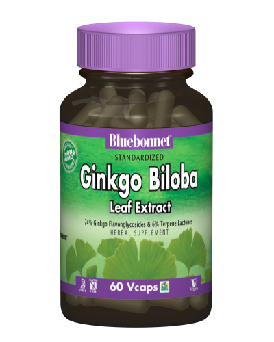 Экстракт Листьев Гинкго Билоба, Ginkgo Biloba Leaf Extract, Bluebonnet Nutrition, 60 гелевых капсул
