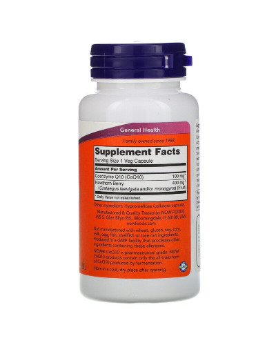 Коензим Q10 з глодом, CoQ10 With Hawthorn Berry, Now Foods, 100 Мг, 90 Капсул