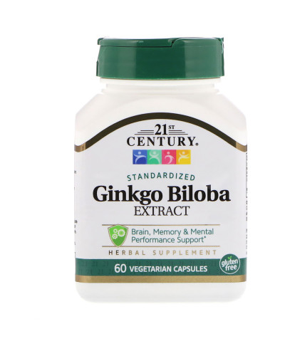 Листья Гинко Билоба, Ginkgo Biloba Leaf Extract, 21st Century, 60 вегетарианских капсул
