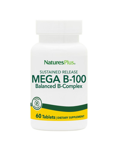 B-комплекс повільного вивільнення, MEGA В-100, Natures Plus, 60 таблеток