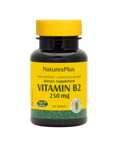 Рибофлавін, Вітамін B-2, Natures Plus, 250 Мг, 60 Таблеток