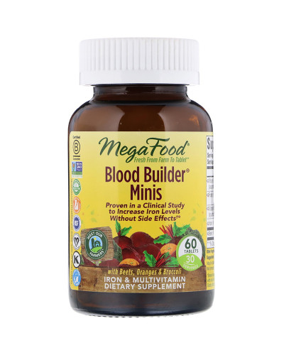 Строитель крови, Blood Builder Minis, MegaFood, 60 таблеток