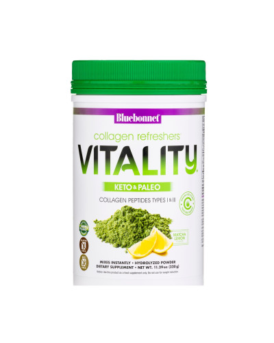 Колаген, сила бадьорості та енергії, смак лимона і матчі, Collagen Refreshers VITALITY Type I & III, Bluebonnet Nutrition, порошок 320 гр