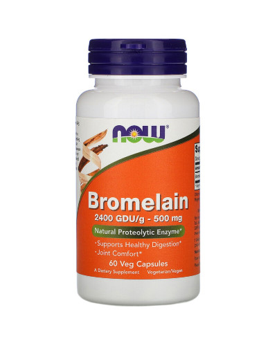 Бромелайн, Bromelain, Now Foods, 500 Мг, 60 Капсул