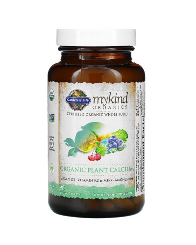 Кальций Органический, Organic Plant Calcium, MyKind Organics, Garden of Life, 90 таблеток