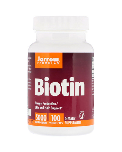 Біотин (В7) 5000 мкг, Jarrow Formulas, 100 рослинних капсул