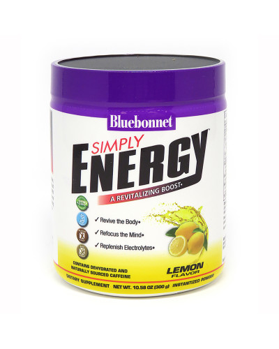 Энергетический напиток в порошке, Вкус Лимона, Bluebonnet Nutrition, Simply Energy Lemon, 300 г