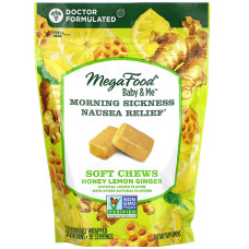 Утреннее облегчение тошноты Morning Sickness Nausea Relief, Мед Лимон Имбирь, MegaFood, 30 жевательных конфет
