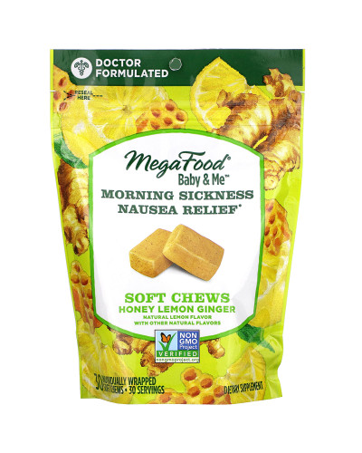 Ранкове полегшення нудоти Morning Sickness Nausea Relief, Мед Лимон Імбир, MegaFood, 30 жувальних цукерок