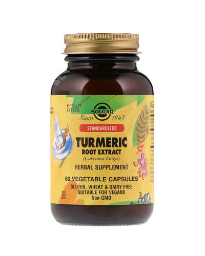 Куркума экстракт (корень), Turmeric, Solgar, 60 капсул