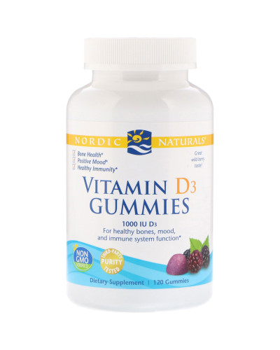 Вітамін D3, 1000 МО, Смак ягід, Nordic Naturals, Vitamin D3, 120 жувальних ведмедиків