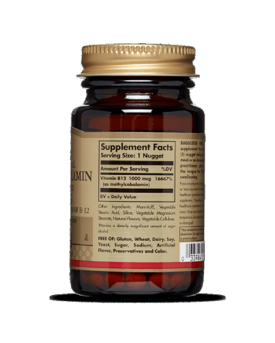Вітамін В12, Сублінгвальний, Vitamin B12, Solgar, 1000 мкг, 30 нагетсів
