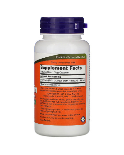 Бромелайн, Bromelain, Now Foods, 500 Мг, 60 Капсул Бромелайн, Bromelain, Now Foods, 500 Мг, 60 Капсул