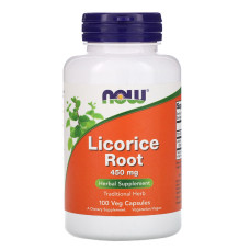 Корень Лакрицы (Солодки), Licorice Root, 450 Мг, Now Foods, 100 Капсул