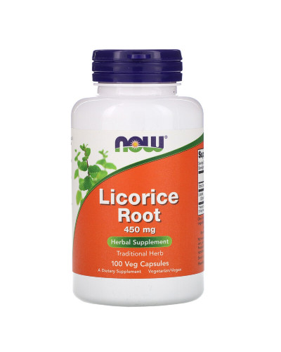 Корінь Лакриці (Солодки), Licorice Root, 450 Мг, Now Foods, 100 Капсул