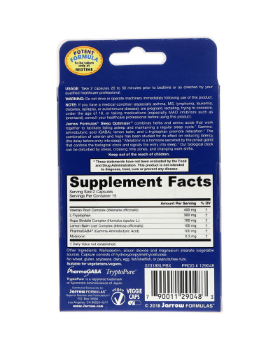 Комплекс для Хорошего Сна, Sleep Optimizer, Jarrow Formulas, 30 капсул