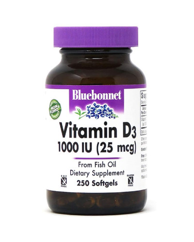 Вiтамiн D3 1000IU, Bluebonnet Nutrition, 250 желатинових капсул